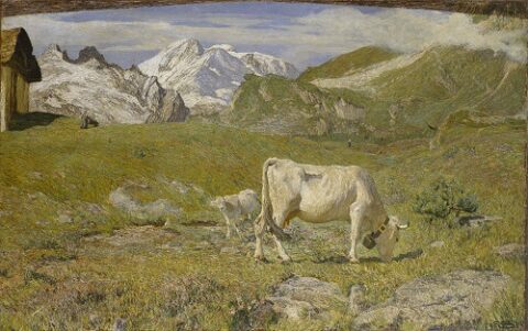 Il talento del pittore tirolese Segantini (Arco 1858-Pontresina 1899), naturalizzato svizzero e morto prematuramente per peritonite a Pontresina, viene rivalutato per l’attualità dell’elogio artistico del suo lavoro, dopo 10 anni dall’ultima esibizione, nella mostra ai Musei Civici di Bassano del Grappa. La mostra curata da Niccolò d’Agati con un centinaio di opere pubbliche e private, è realizzata in collaborazione con il Segantini Museum di St. Moritz, la Galleria Civica Segantini di Arco e l’Università Bicocca, e restituisce al pubblico le visioni dell’Artista sul paesaggio-natura come luogo di appartenenza e misticismo. Dagli esordi legati alla Scapigliatura agli slanci ossessivi per il Simbolismo naturalistico da quando si trasferisce a Maloja (1894), Segantini porta avanti il suo vocabolario visivo e cromatico indipendente e antesignano. In mostra anche due opere straordinarie come “l’Ave Maria a trasbordo” (prestata dal Museo di St. Moritz), con una maternità che alleggerisce il carico della piccola barca piena di bestiame con il riflesso delle onde e “Ritorno dal bosco”, ove la neve fluttua in prospettiva circondando il carretto pieno di legna e rendendo più leggero lo sforzo della contadina (opera che nasconde un quadro che si credeva perduto da un secolo e che ha comportato studi di oltre 5 anni). Lo sguardo pittorico dell’Artista innesta un legame umano con l’ambiente, in un epoca in cui è evidente l’urgenza di un ripensamento, crea una comunione umana con il potente gioco di pennellate di colore e luce ove valli, sentieri montani, mucche e animali (dell’Engadina e della Pedemontana Veneta e Lombarda) e riapre il lessico visivo del vincolo inscindibile tra specie e ambiente.